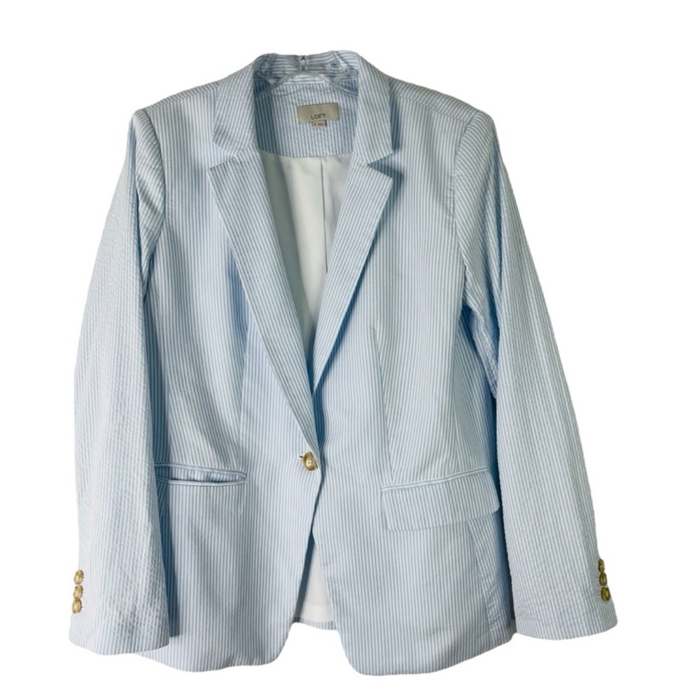 LOFT Sky Blue Striped Blazer